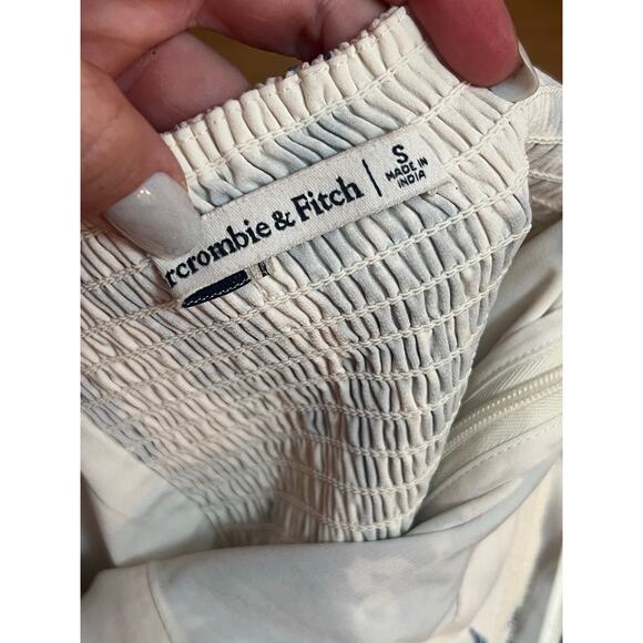 Abercrombie & Fitch A&F White Blue Floral Romantic Off Shoulder Corset Blouse S - Picture 5 of 7